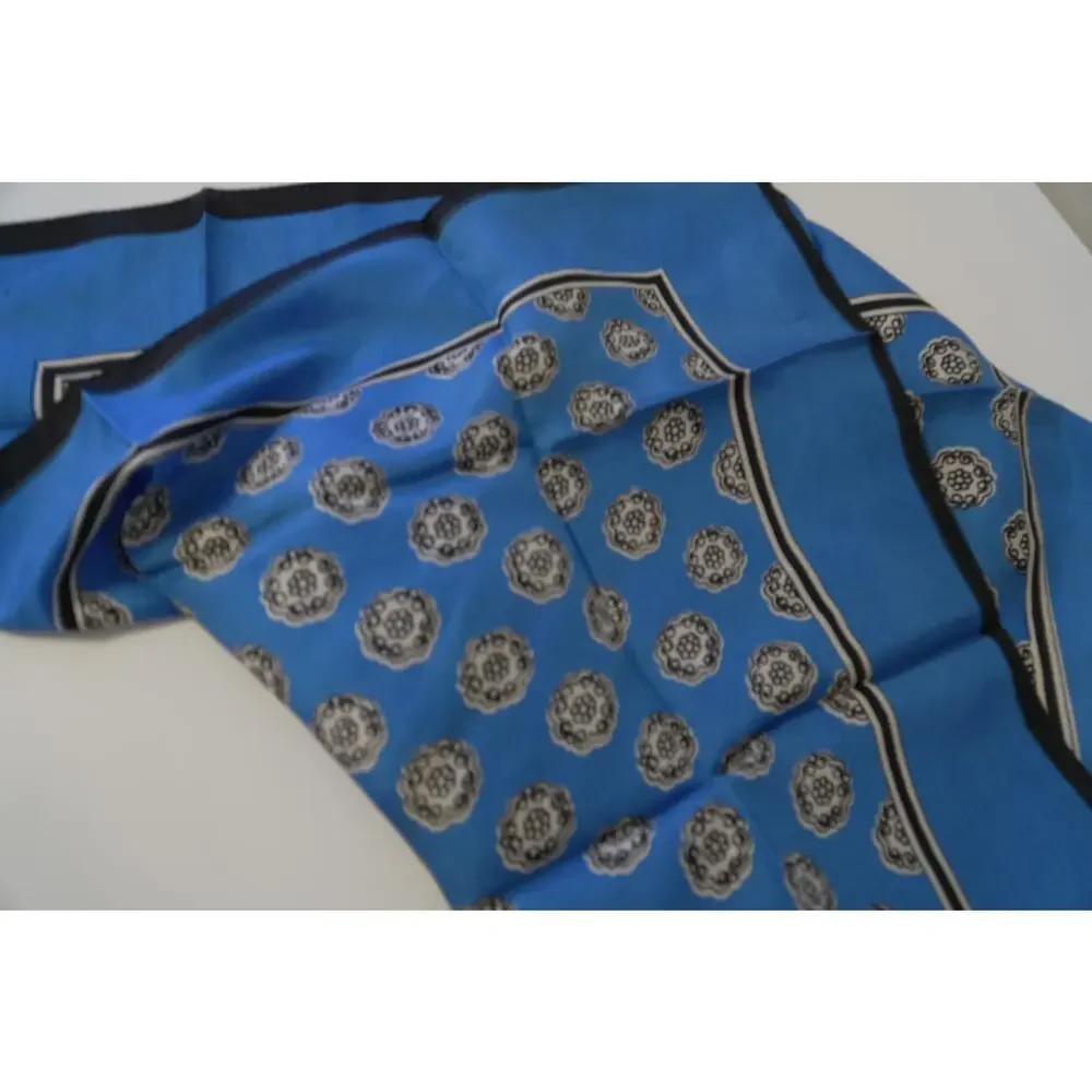 Vintage Baar & Beards Inc Blue Pure Silk Scarf 24x24 Floral Medallion 80s-90's